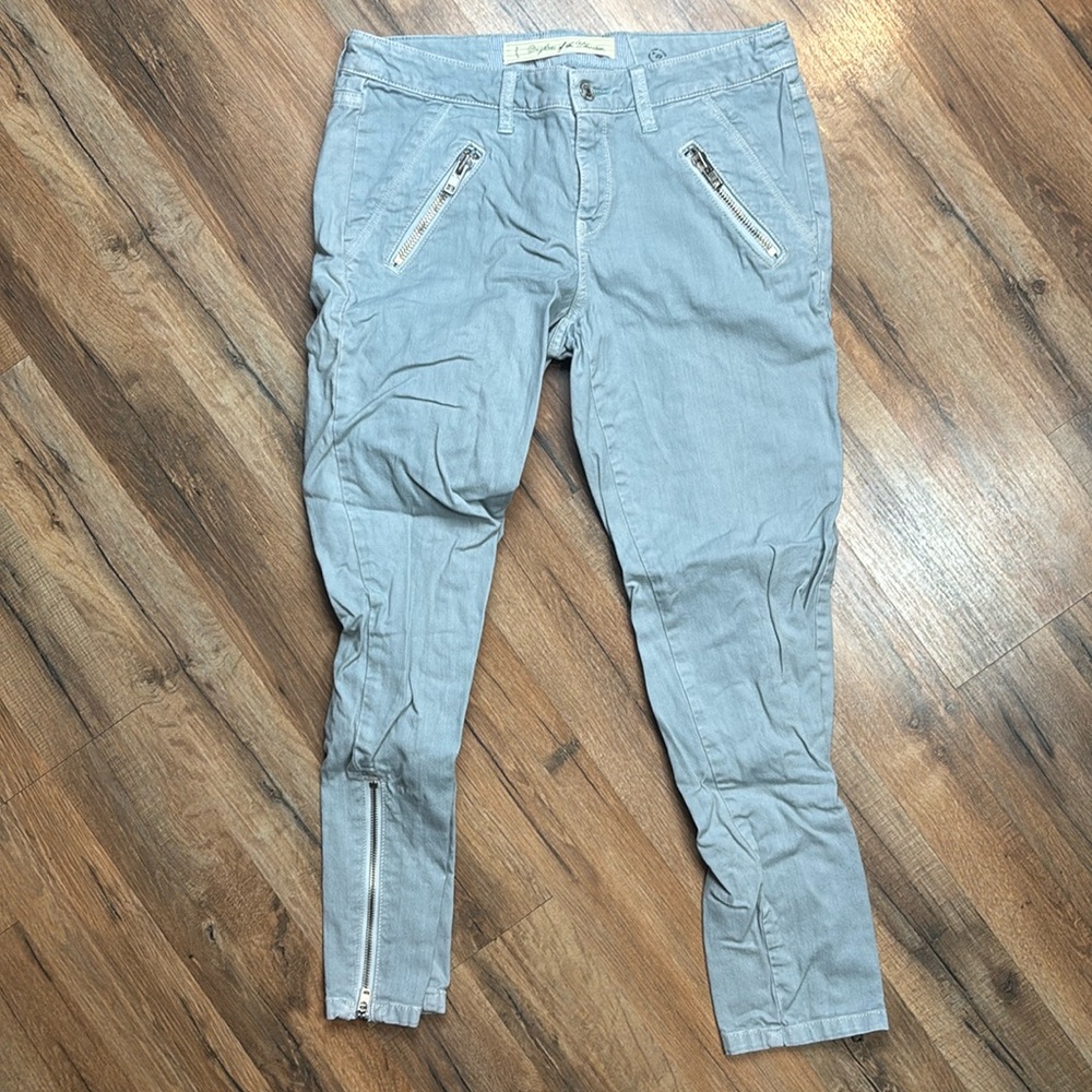 Light Blue Skinny Jeans with Zip Details